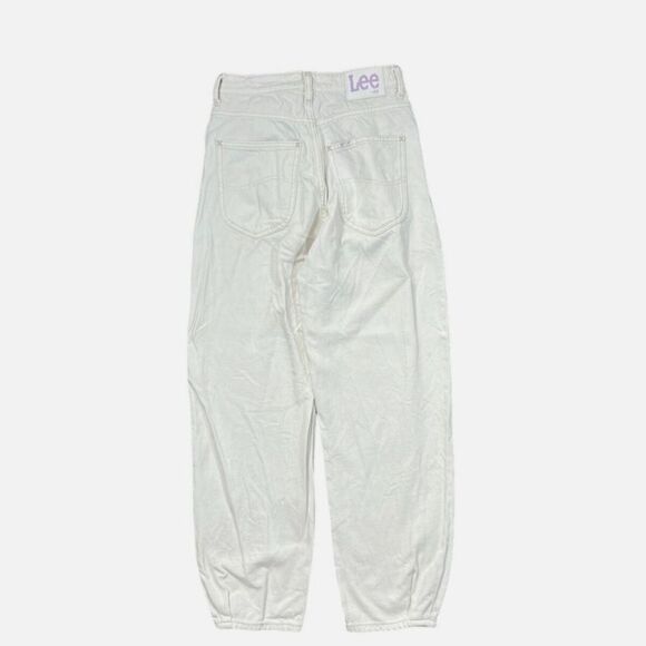 LEE x H&M Women’s Classic White Denim Cotton High Waisted Tapered Mom Jeans US 8 - Picture 3 of 6
